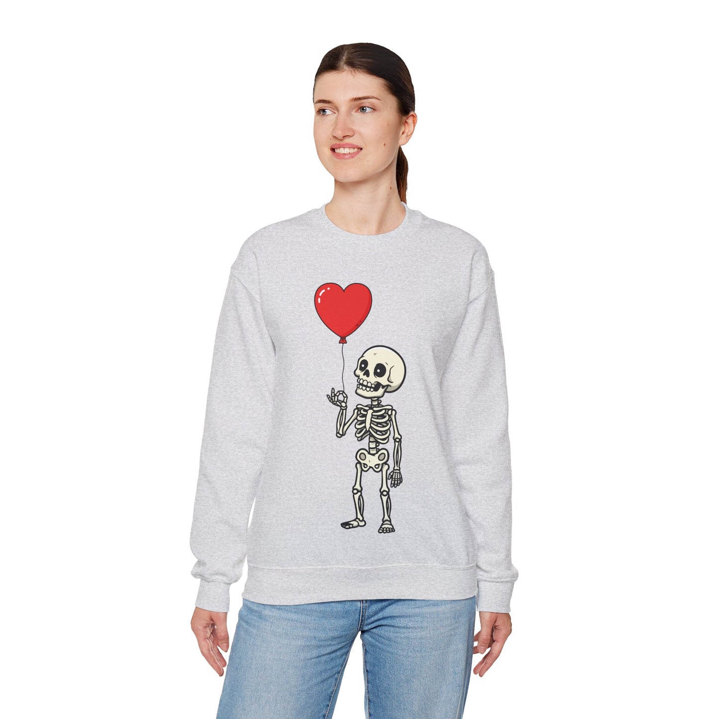 Heart Balloon Skeleton Unisex Heavy Blend™ Crewneck Sweatshirt