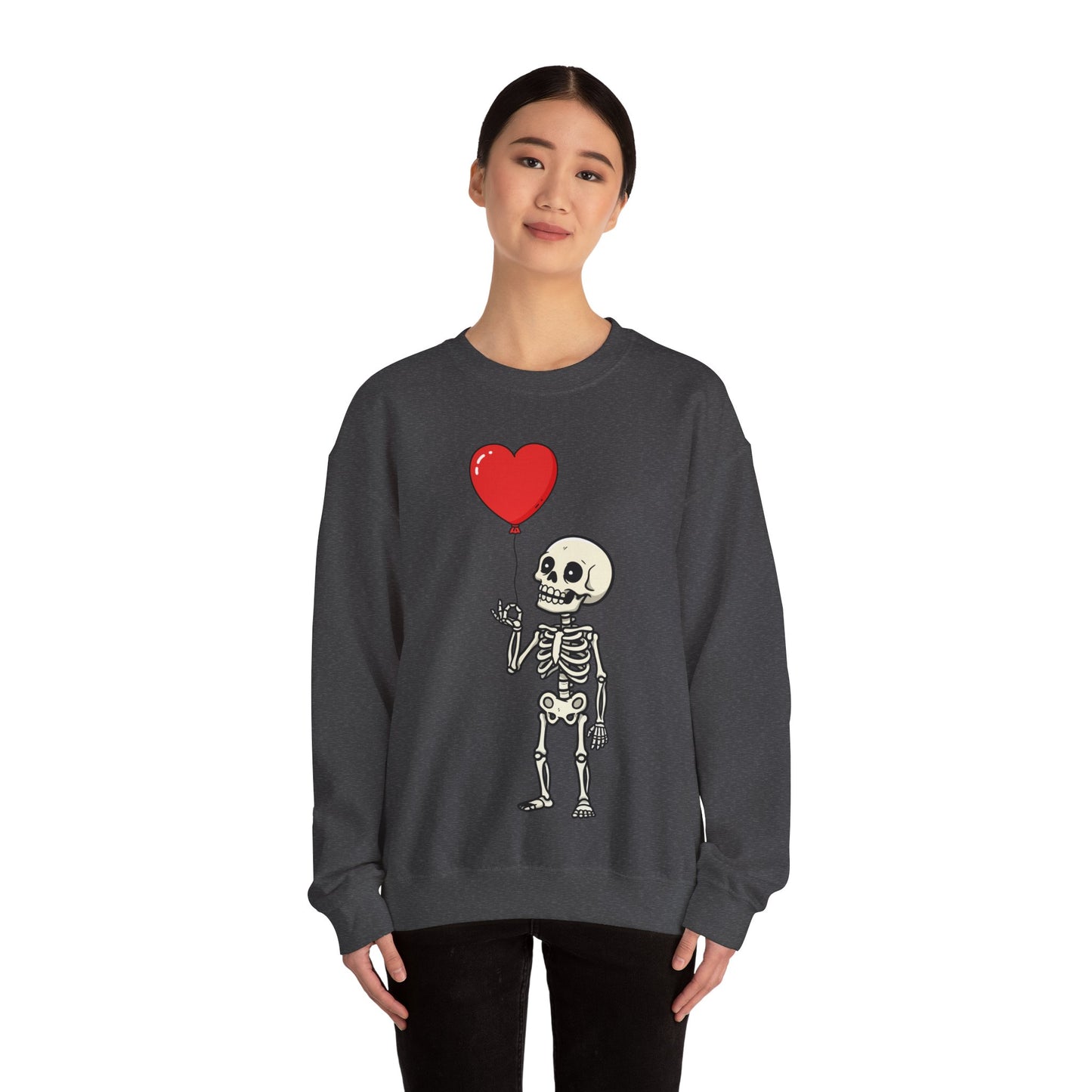 Heart Balloon Skeleton Unisex Heavy Blend™ Crewneck Sweatshirt