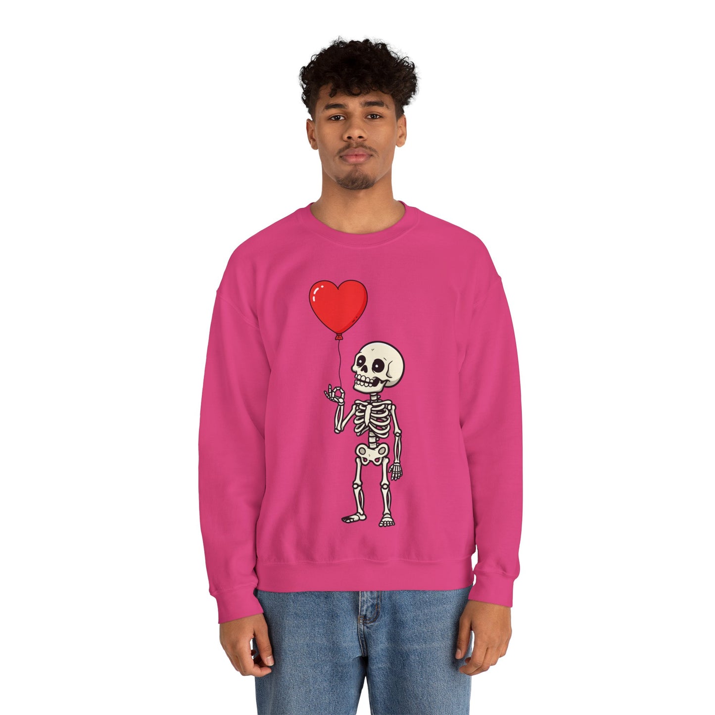 Heart Balloon Skeleton Unisex Heavy Blend™ Crewneck Sweatshirt