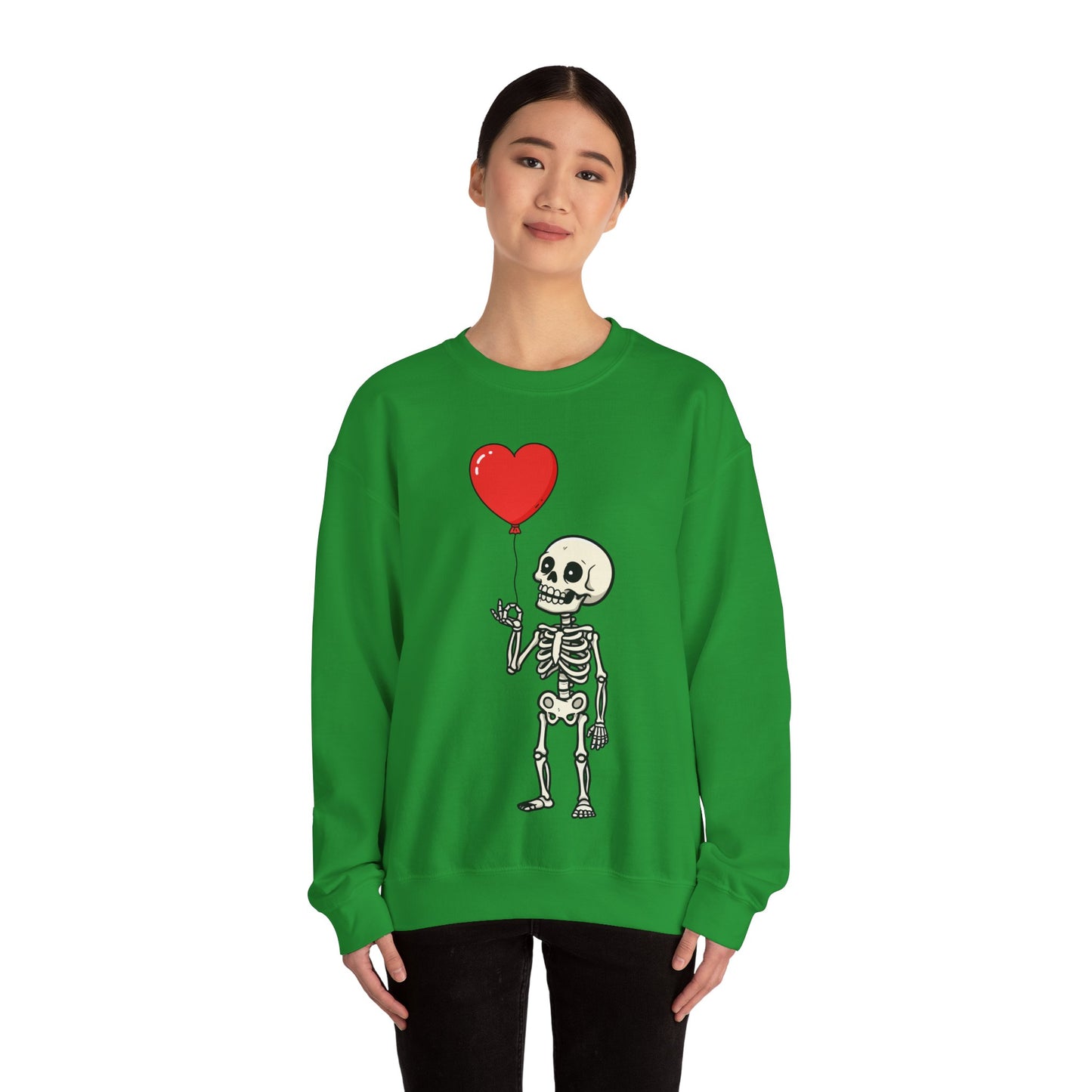 Heart Balloon Skeleton Unisex Heavy Blend™ Crewneck Sweatshirt