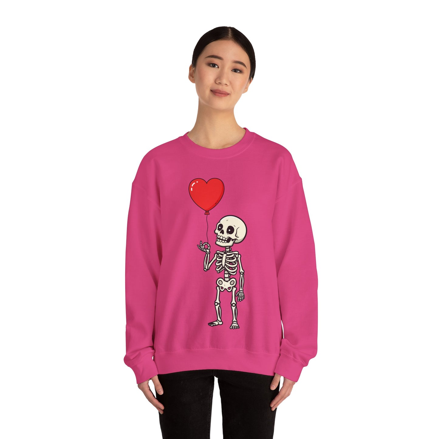 Heart Balloon Skeleton Unisex Heavy Blend™ Crewneck Sweatshirt