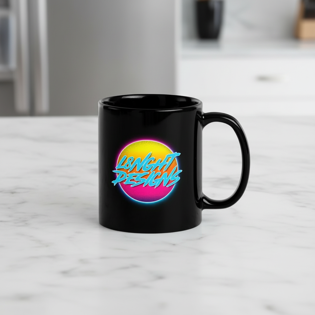 L8NGHT Designs Black Glossy Mug