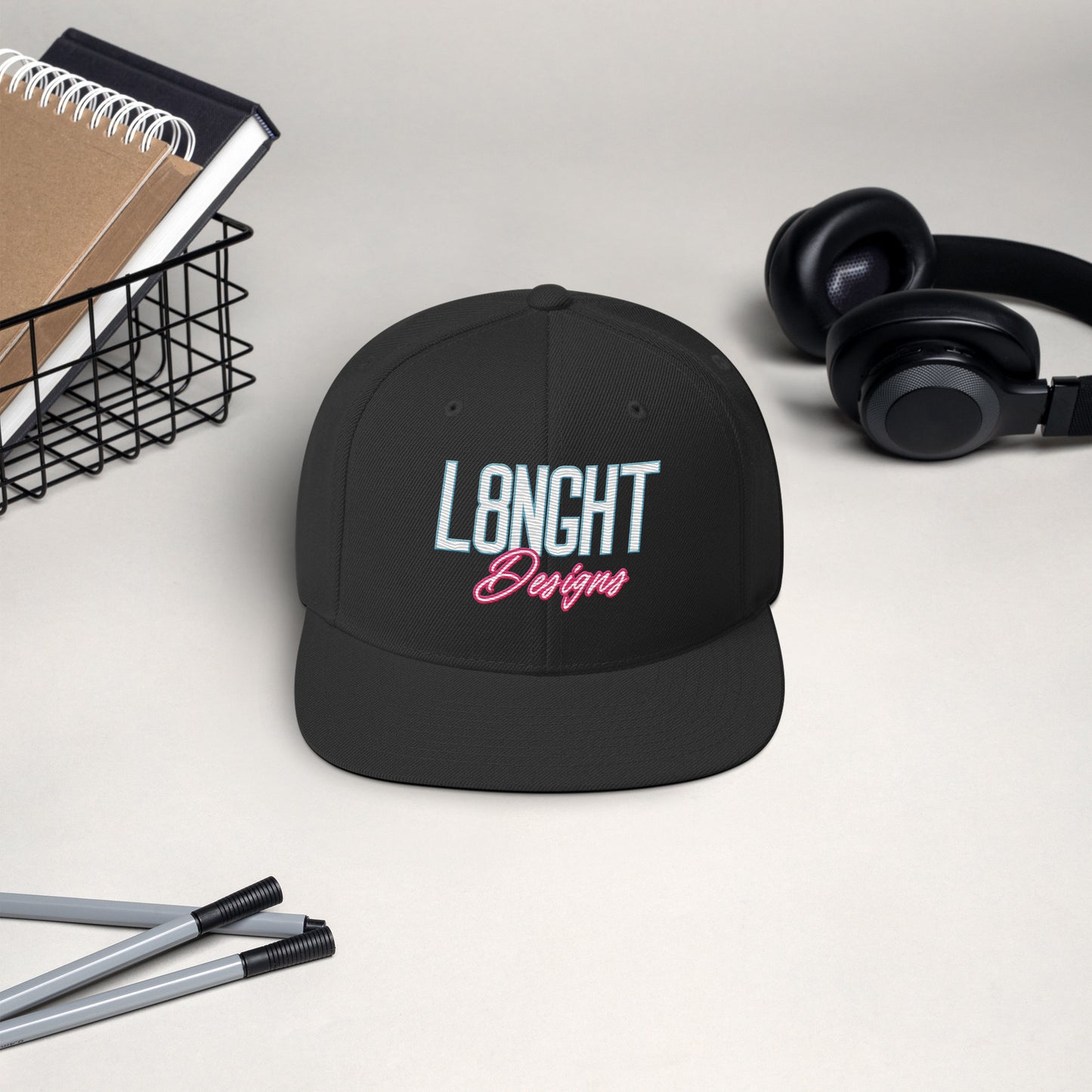 L8NGHT Designs retro 3D logo Snapback Hat