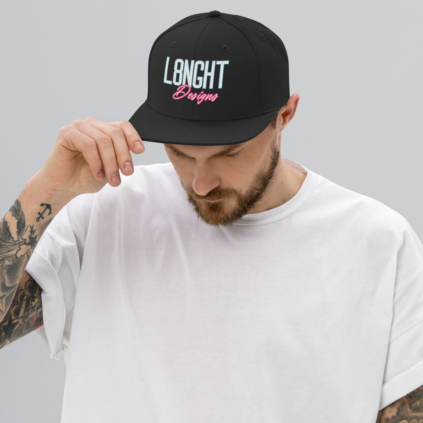 L8NGHT Designs retro 3D logo Snapback Hat