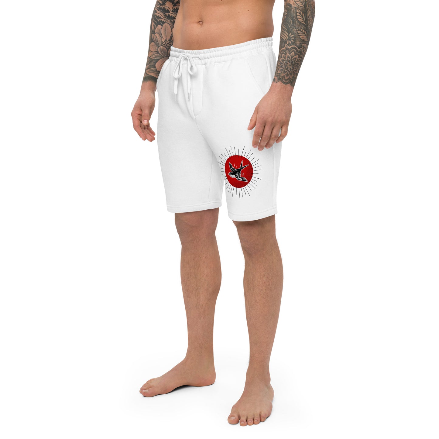 Red Sun Sparrow Men's fleece shorts