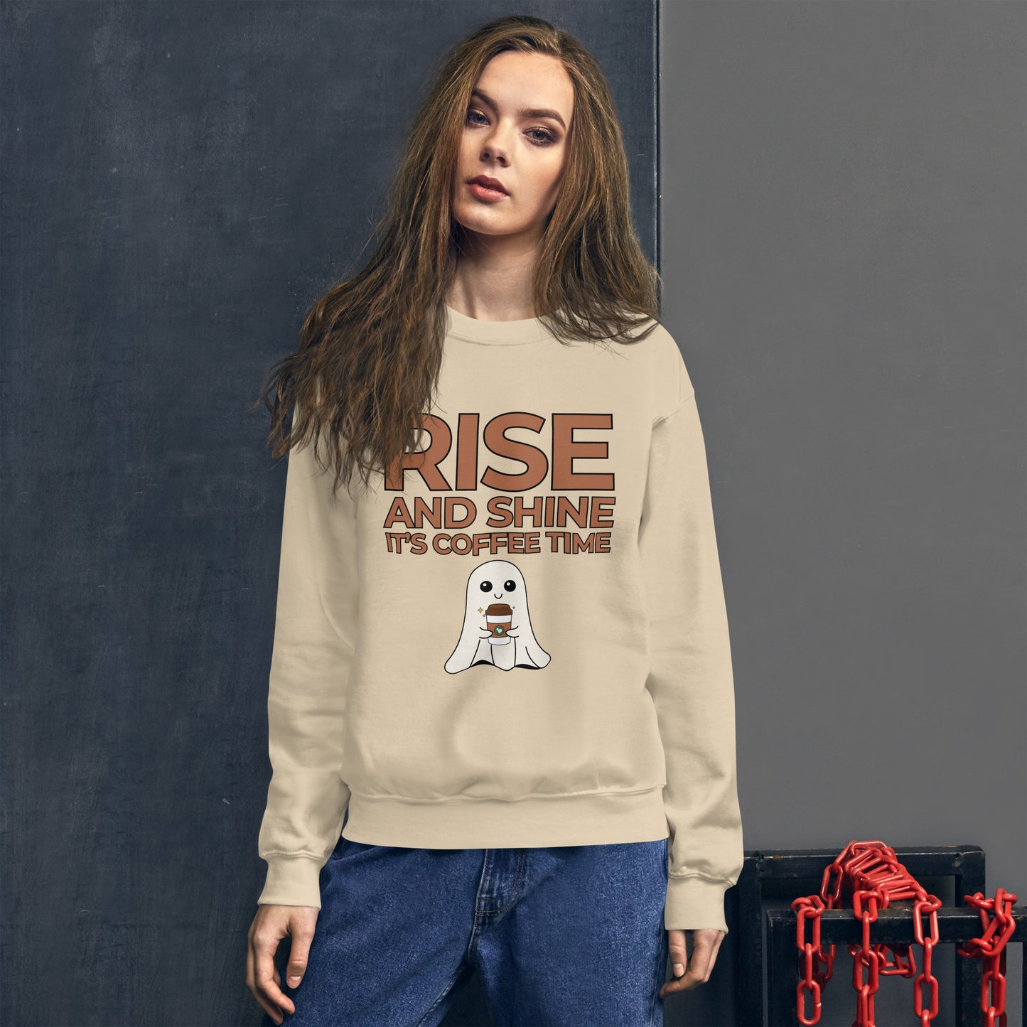 Rise and Shine It's Coffee Time Boo Unisex Sweatshirt