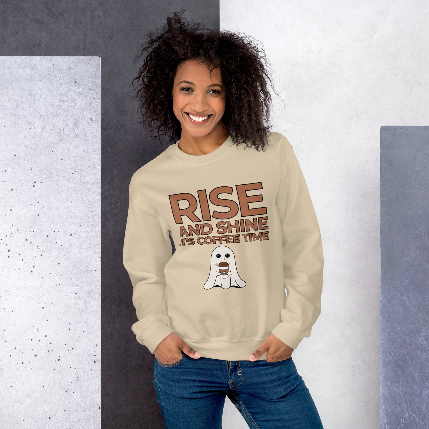 Rise and Shine It's Coffee Time Boo Unisex Sweatshirt