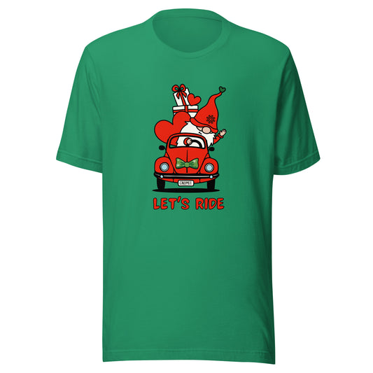 Christmas Gnome Let's Ride! Unisex t-shirt