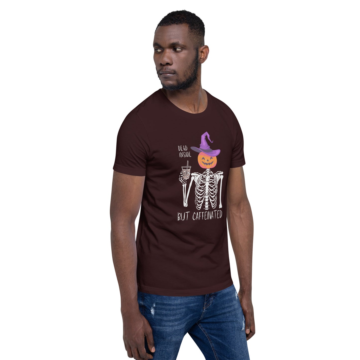 Dead Inside but Caffeinated Pumpkin Unisex t-shirt