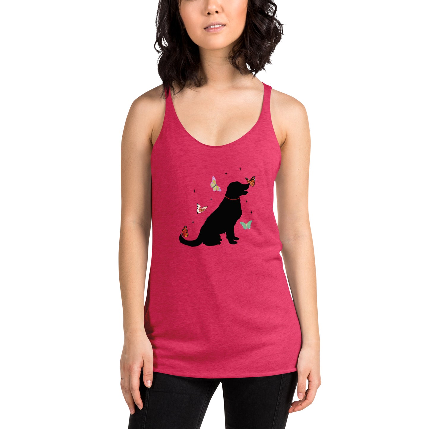 Lovely Labrador Butterflies Women's Racerback Tank