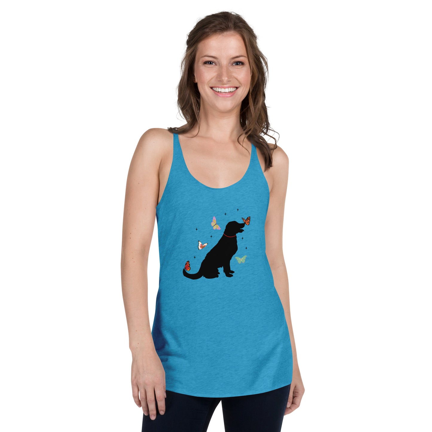 Lovely Labrador Butterflies Women's Racerback Tank