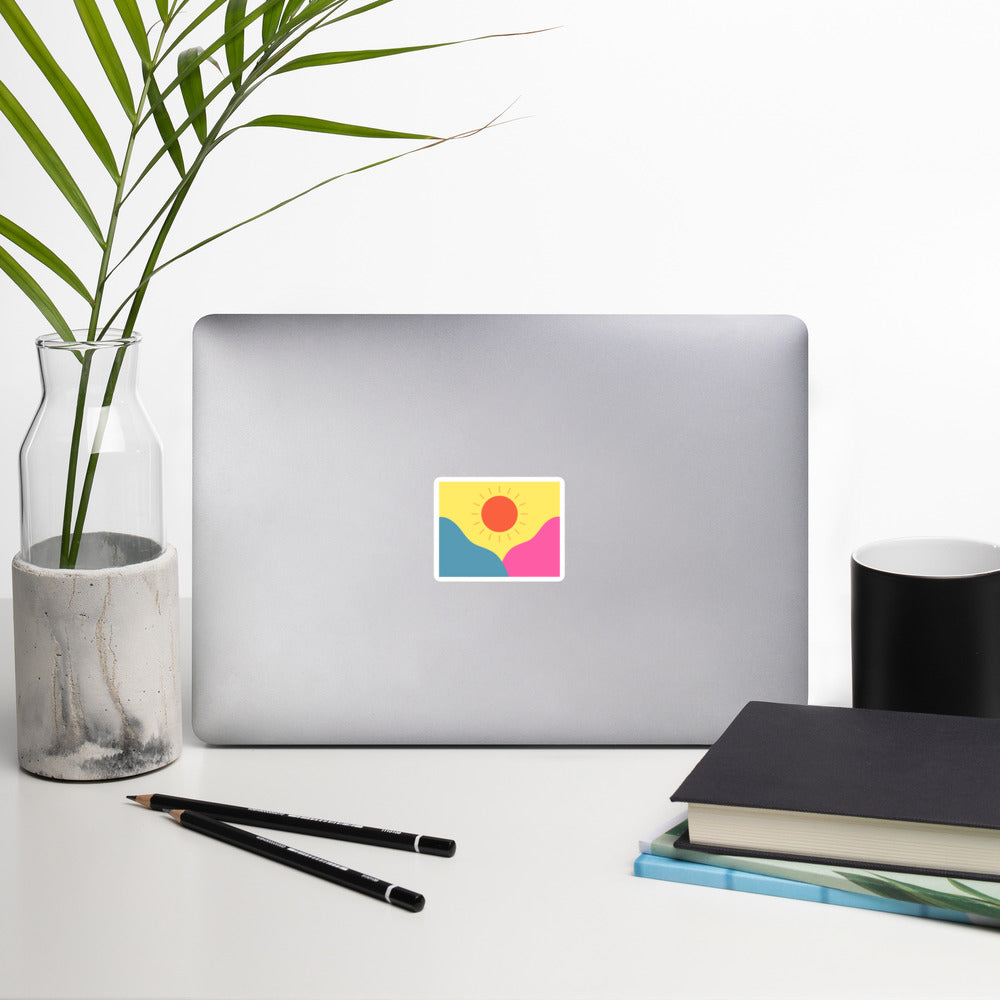 Abstract sun above mountains Bubble-free stickers