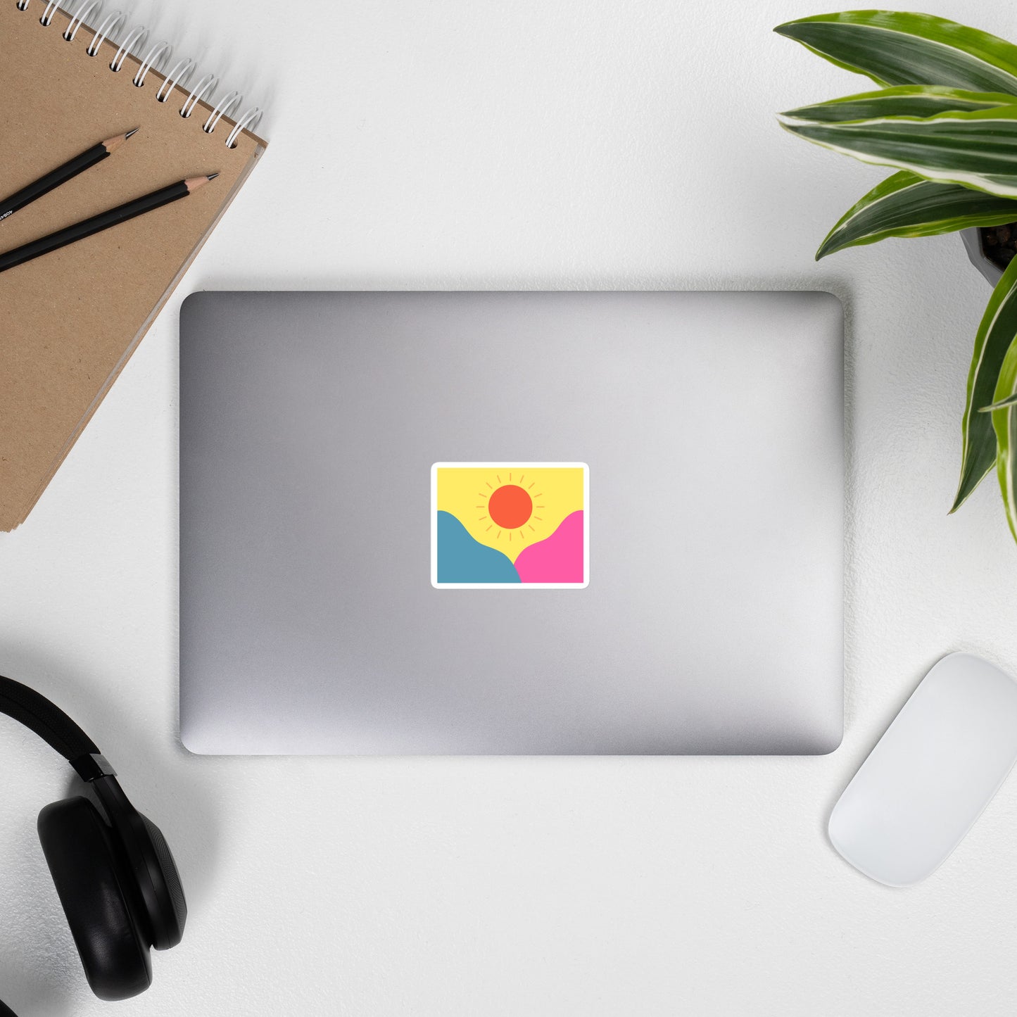 Abstract sun above mountains Bubble-free stickers