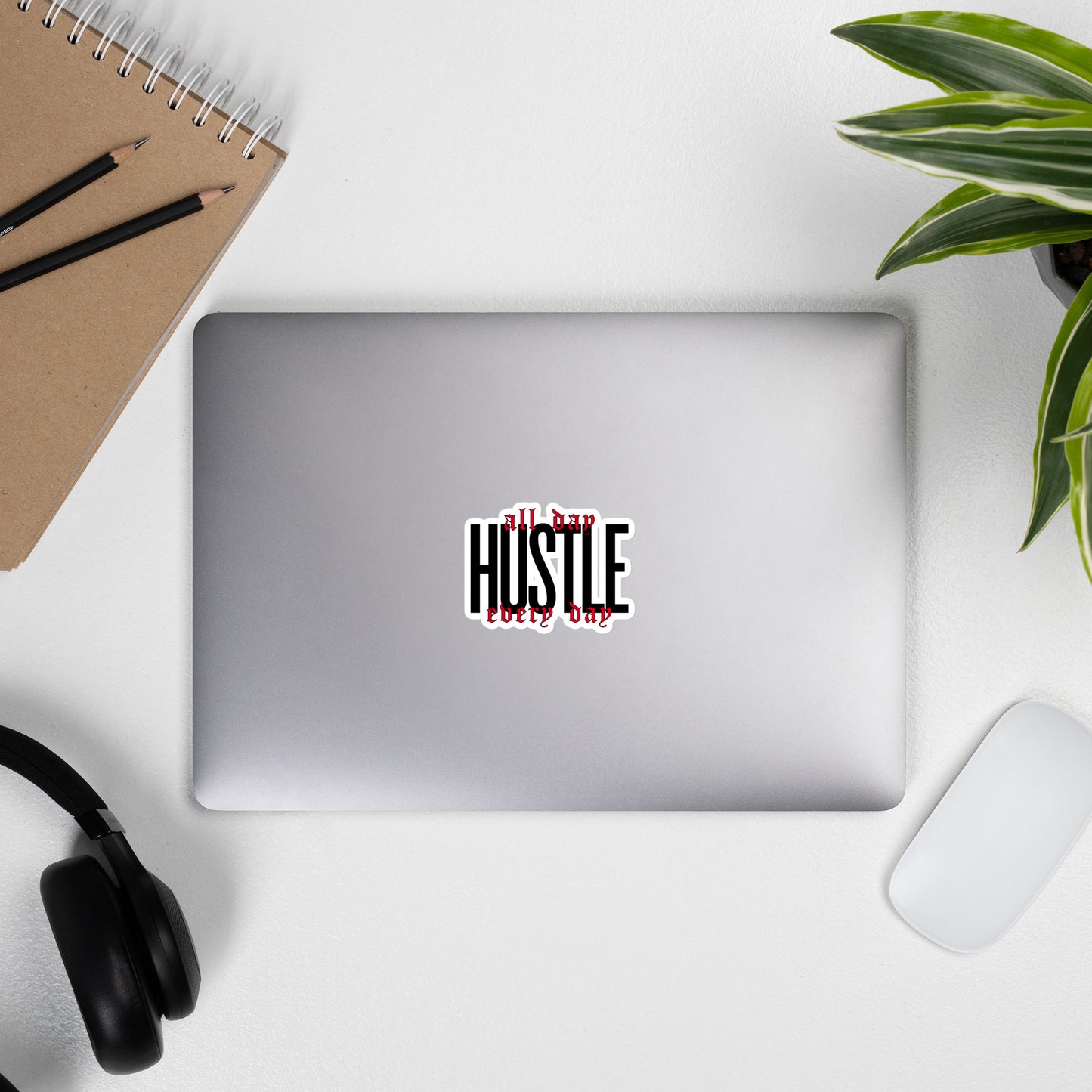 HUSTLE. all day. every day. Bubble-free stickers