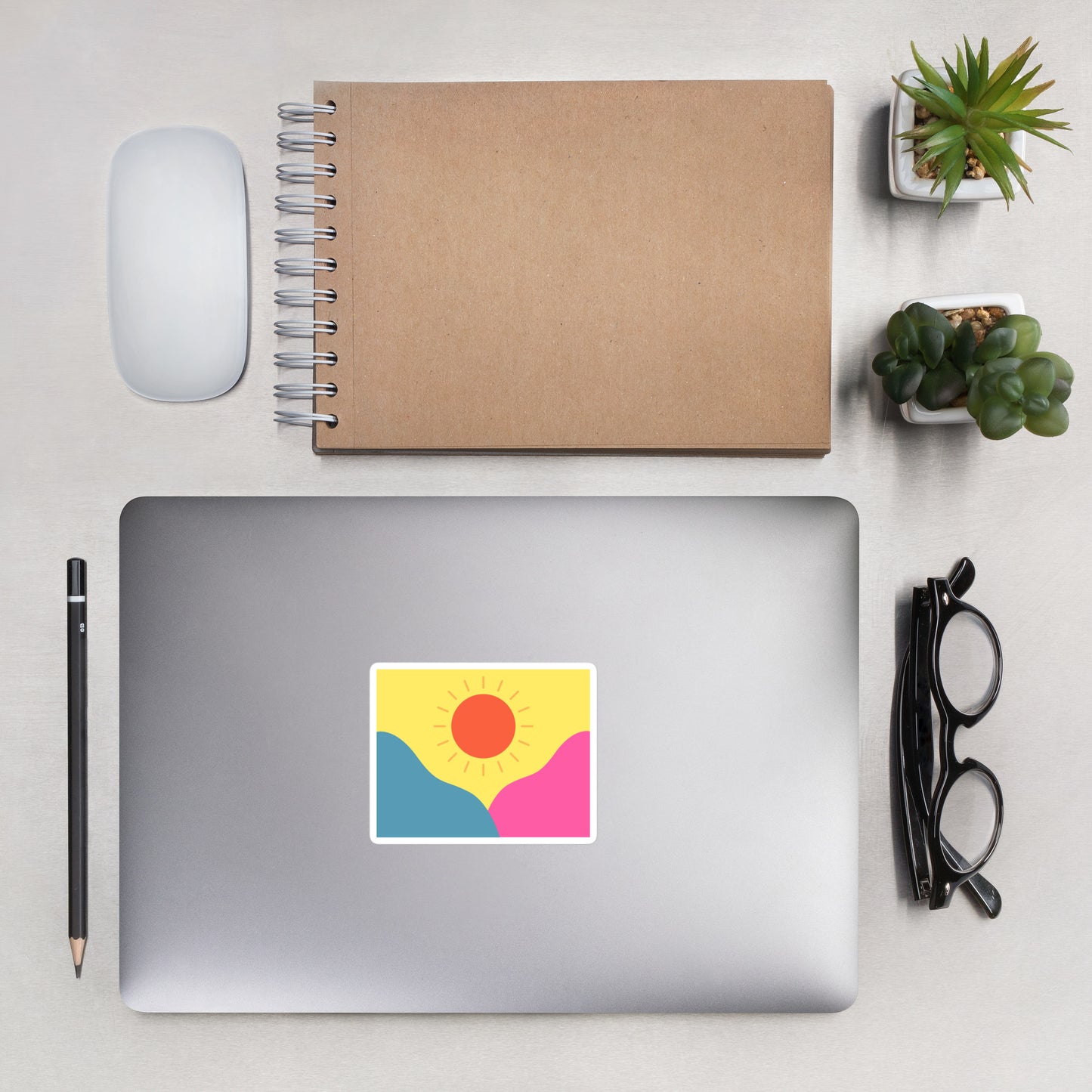 Abstract sun above mountains Bubble-free stickers