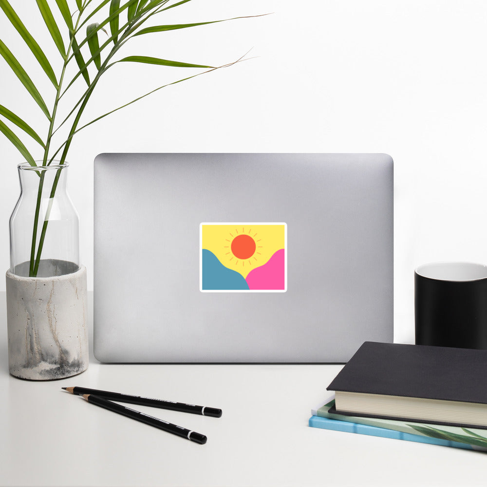 Abstract sun above mountains Bubble-free stickers