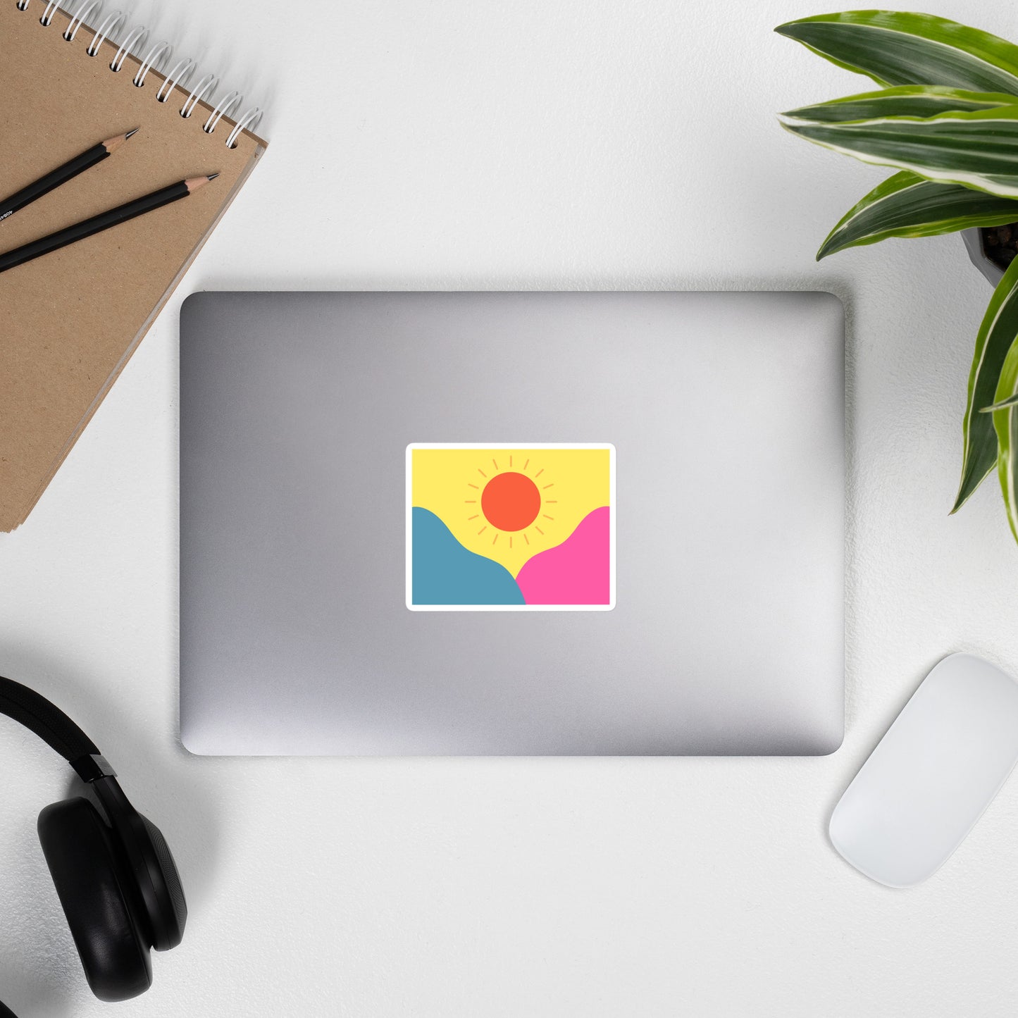 Abstract sun above mountains Bubble-free stickers