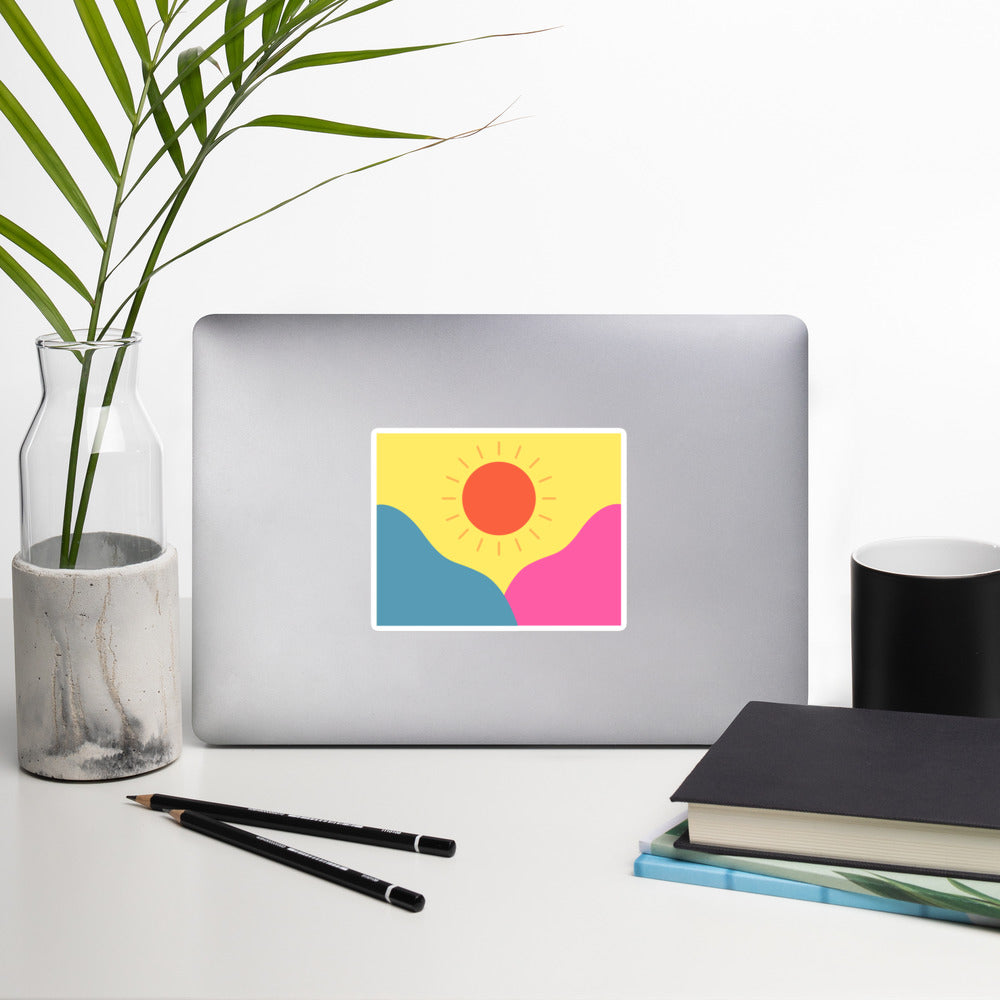 Abstract sun above mountains Bubble-free stickers
