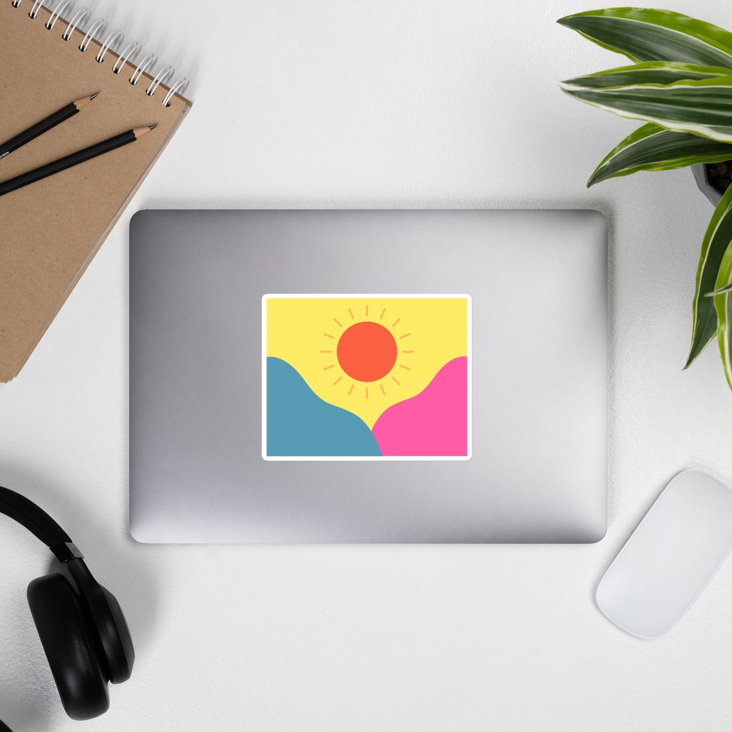 Abstract sun above mountains Bubble-free stickers