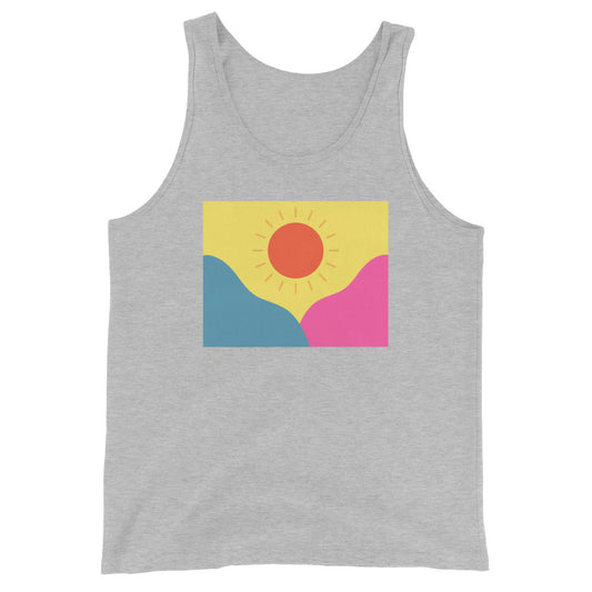 Abstract sun above mountains Unisex Tank Top