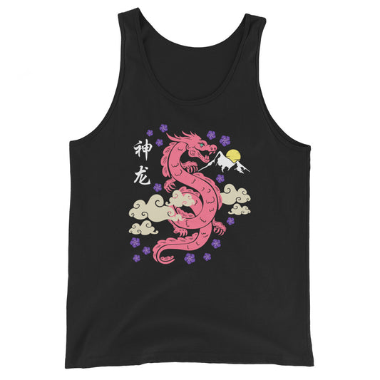 Traditional Dragon Cherry Blossoms Unisex Tank Top