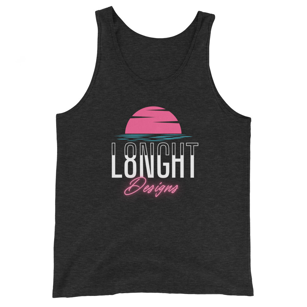 L8NGHT Designs Miami Beach logo Unisex Tank Top