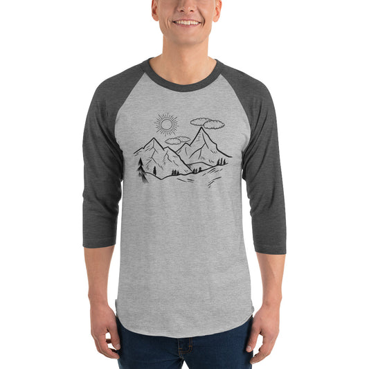 The Great Outdoors Mountain Tops 3/4 sleeve raglan shirt