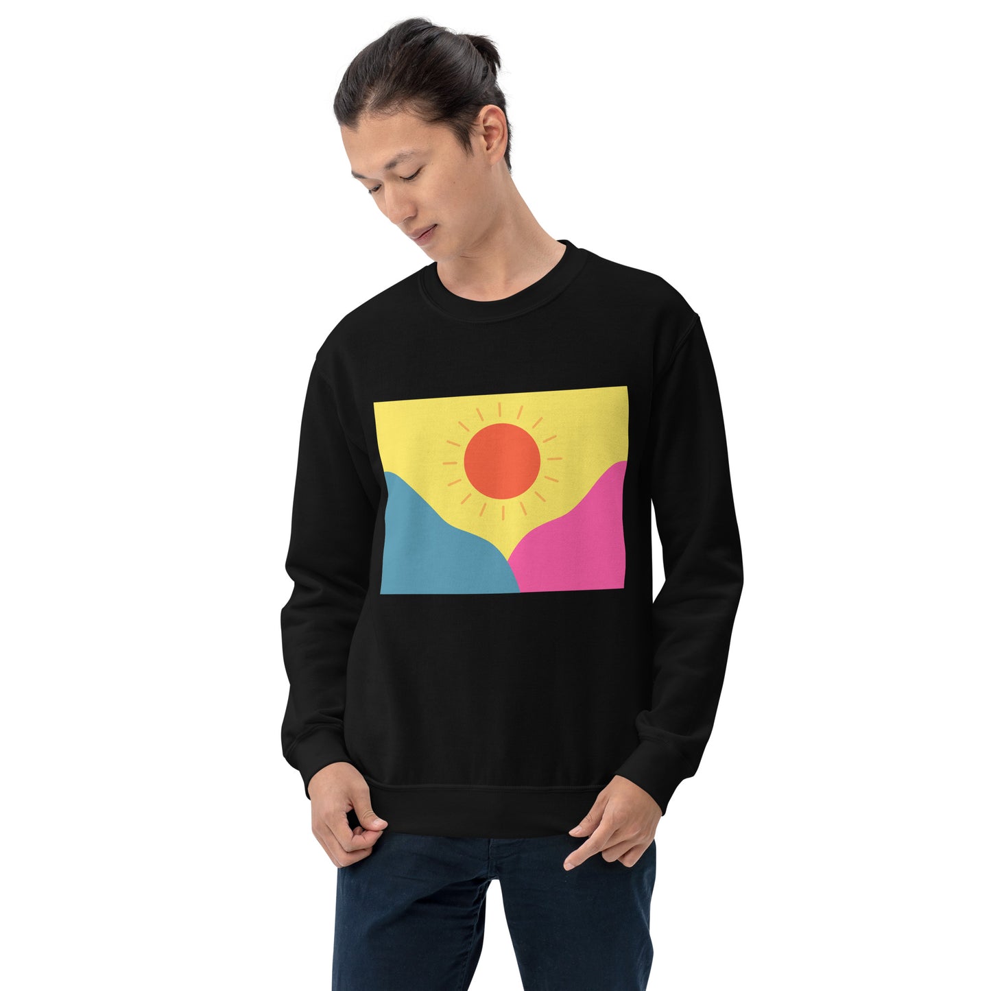 Abstract sun above mountains Unisex Sweatshirt