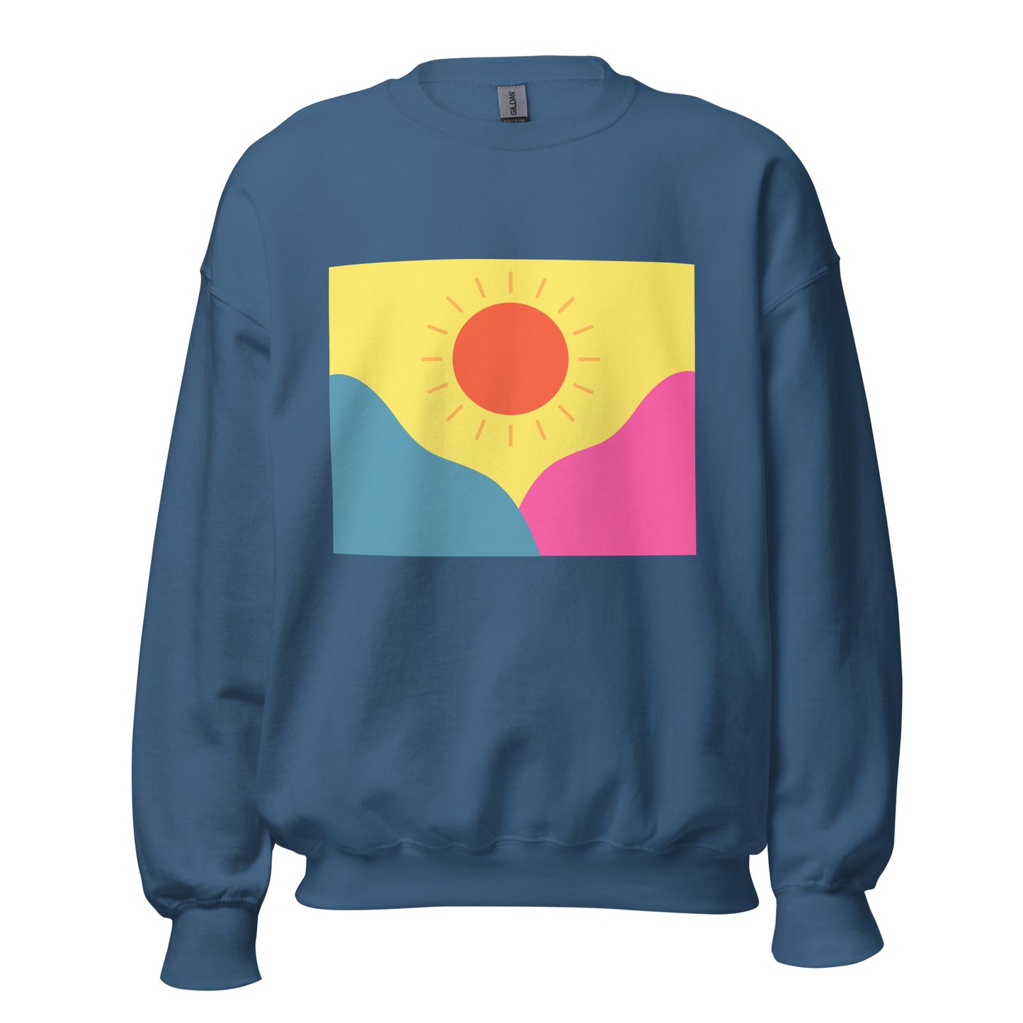 Abstract sun above mountains Unisex Sweatshirt