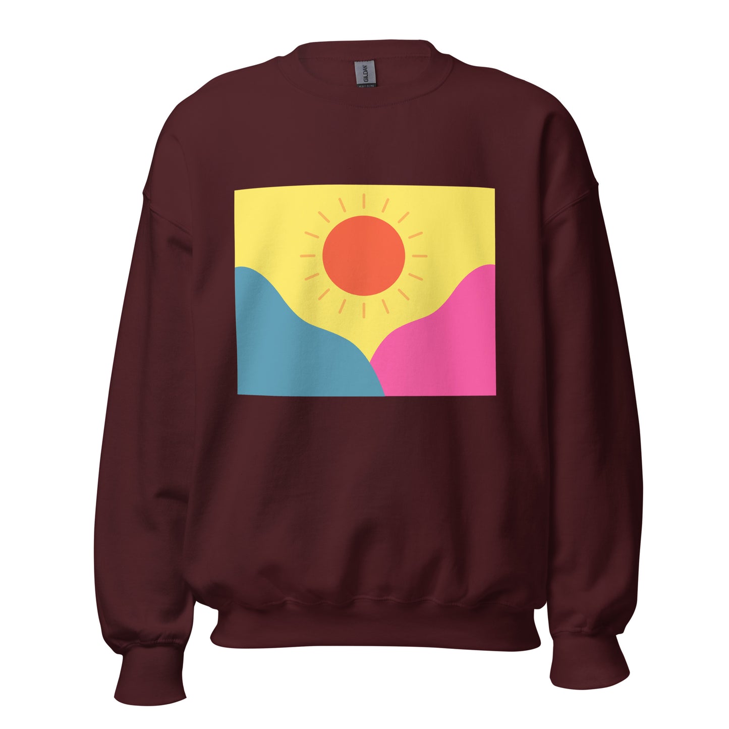 Abstract sun above mountains Unisex Sweatshirt