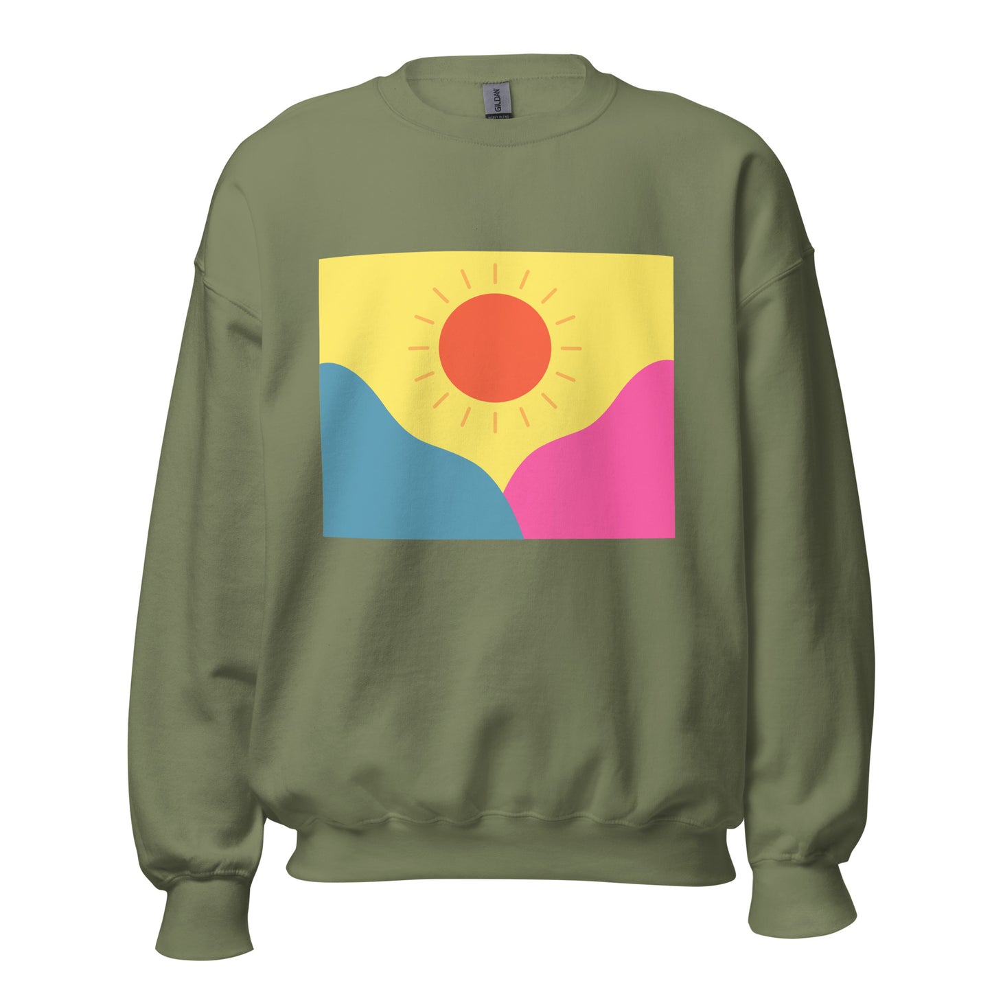 Abstract sun above mountains Unisex Sweatshirt