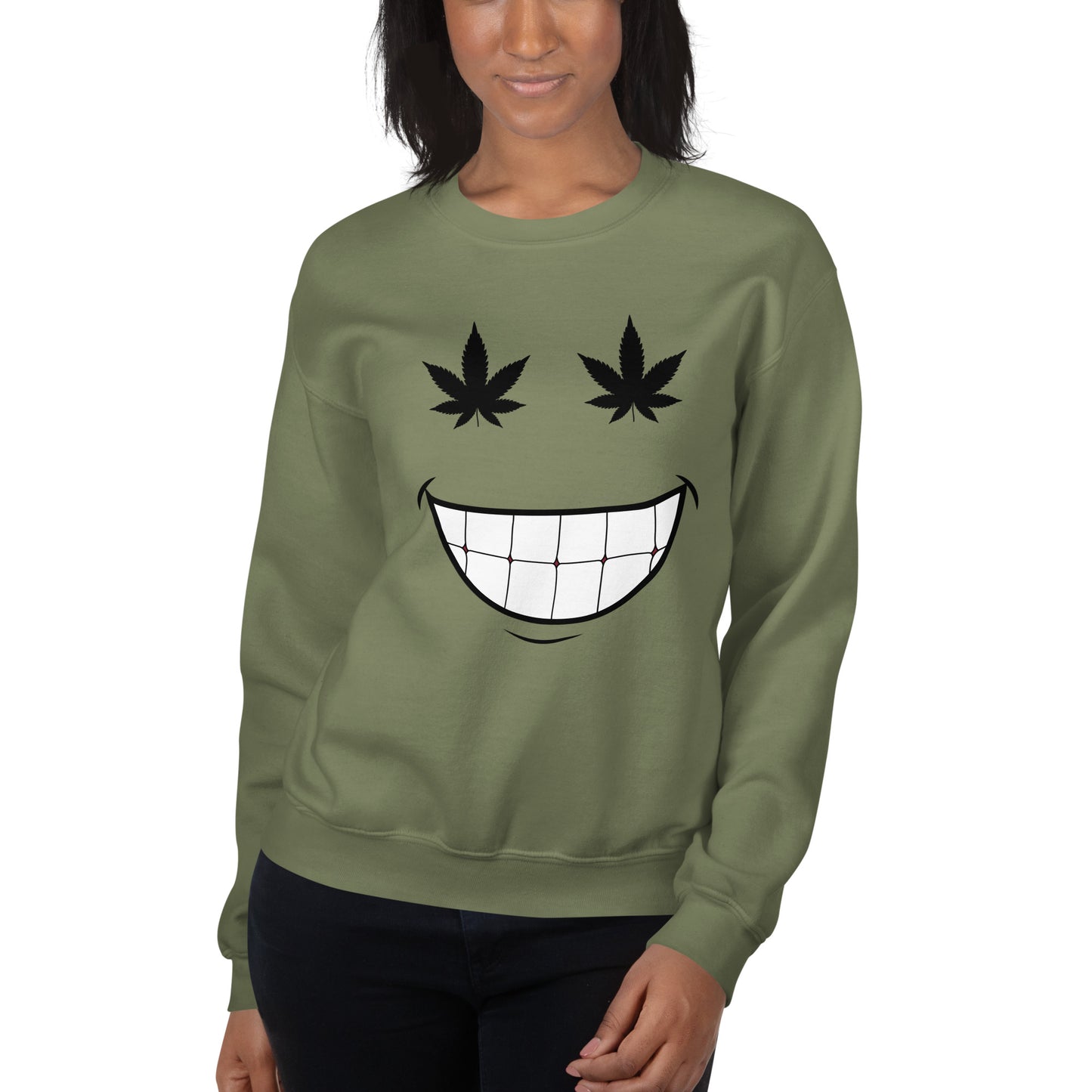 Cannabis Weed Smiley Face Unisex Sweatshirt