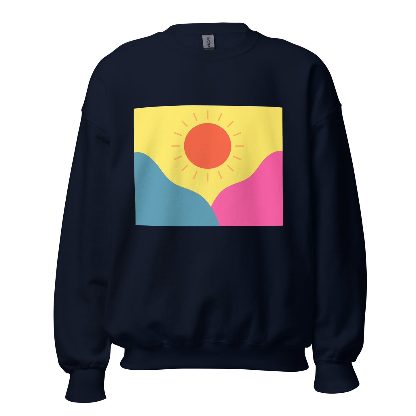Abstract sun above mountains Unisex Sweatshirt