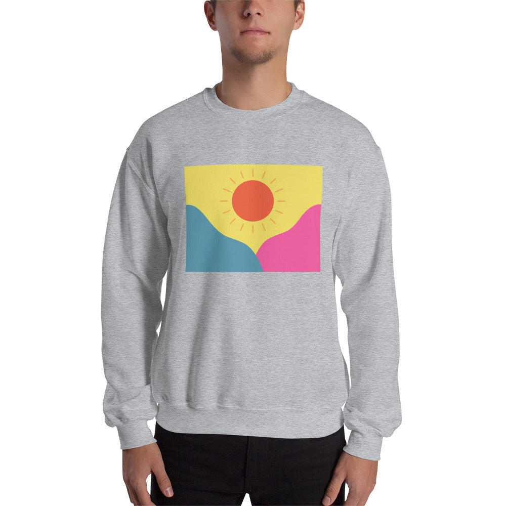 Abstract sun above mountains Unisex Sweatshirt