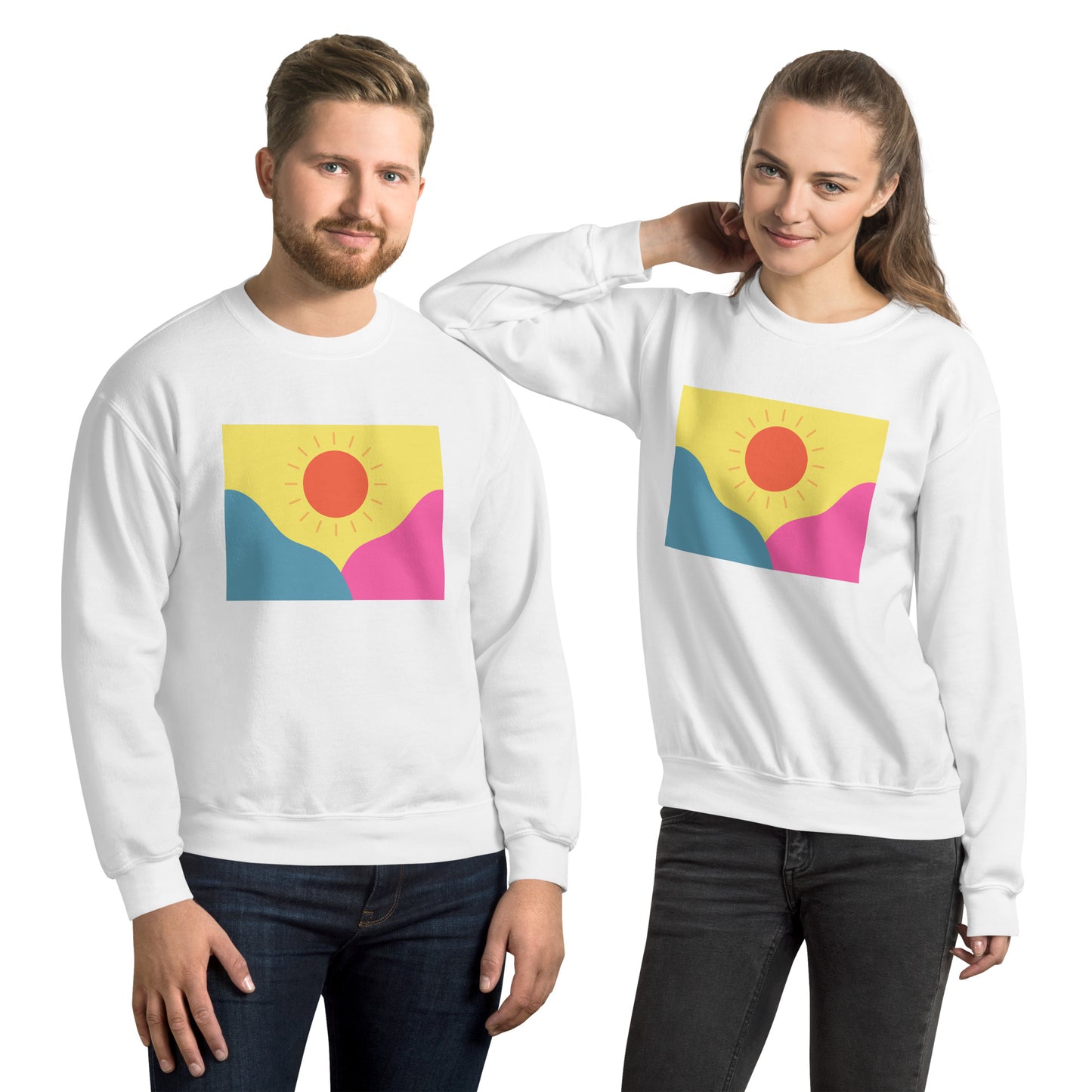 Abstract sun above mountains Unisex Sweatshirt