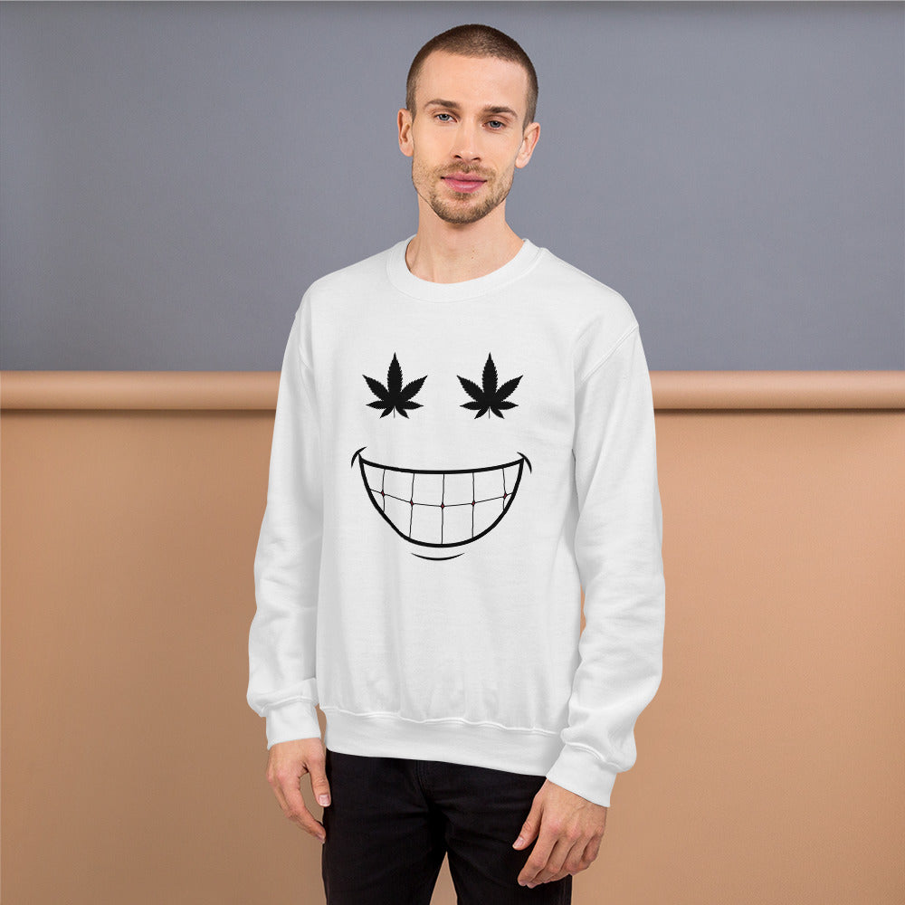 Cannabis Weed Smiley Face Unisex Sweatshirt