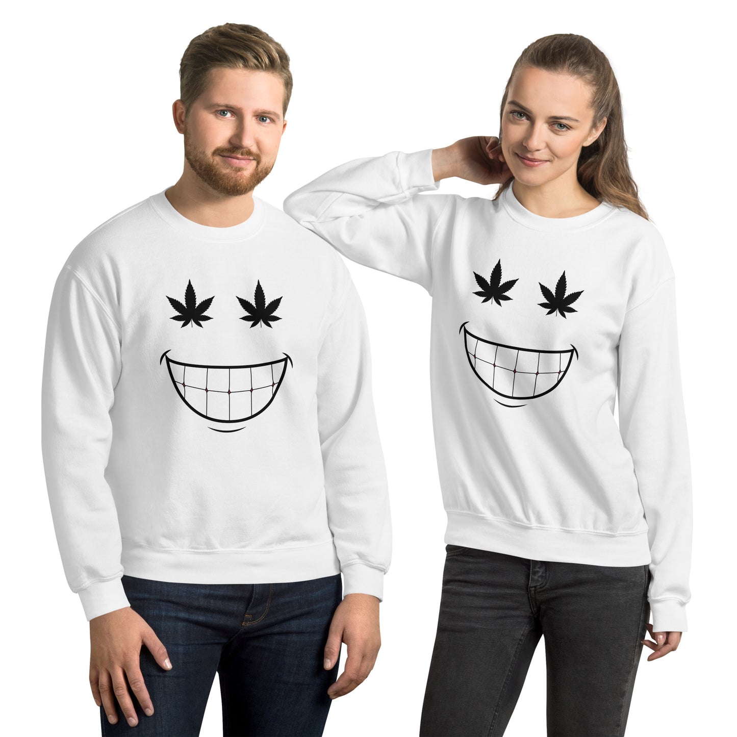Cannabis Weed Smiley Face Unisex Sweatshirt