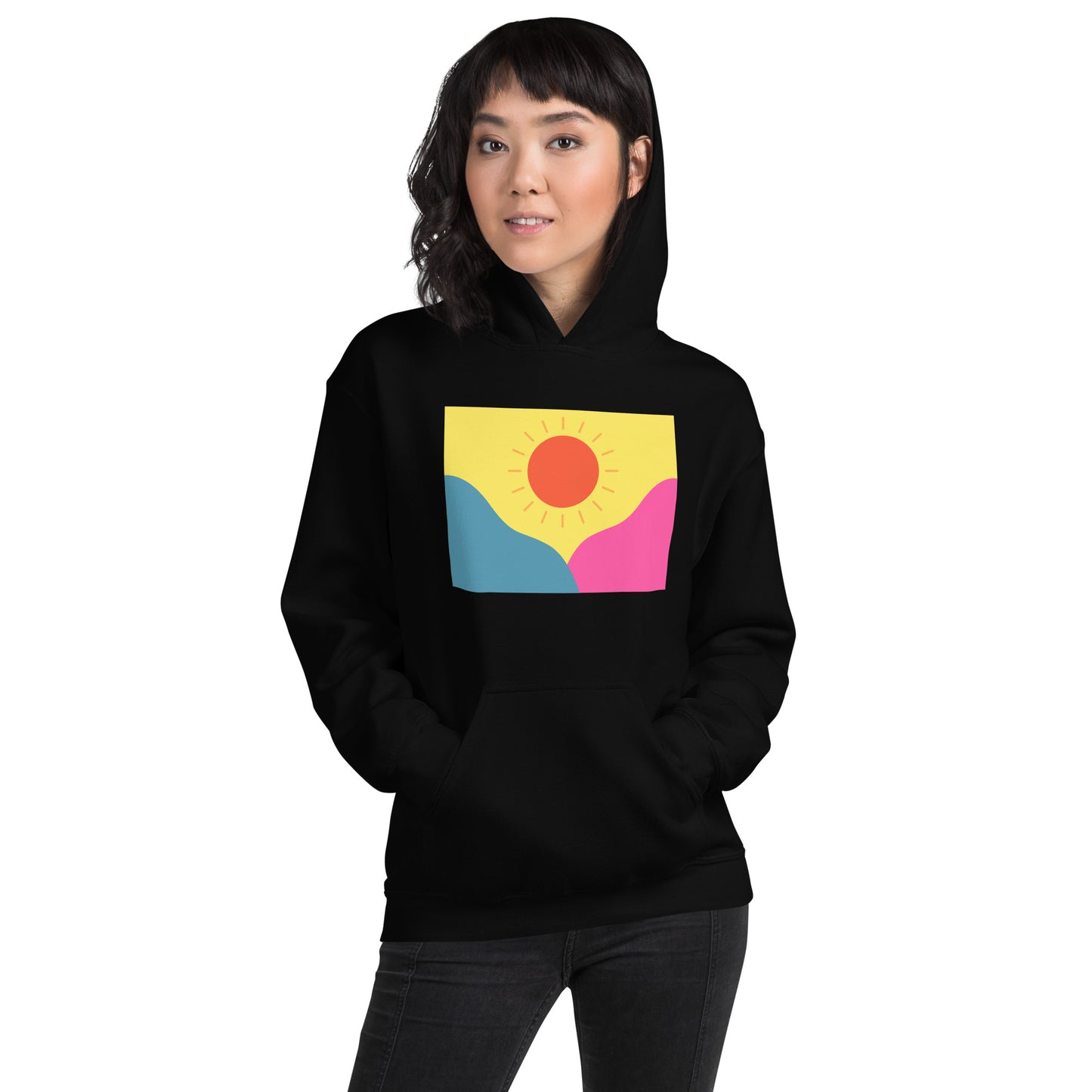 Abstract sun above mountains Unisex Hoodie