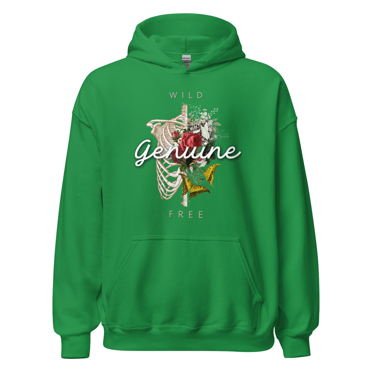 Wild, Free, GENUINE. Floral Skeleton Unisex Hoodie