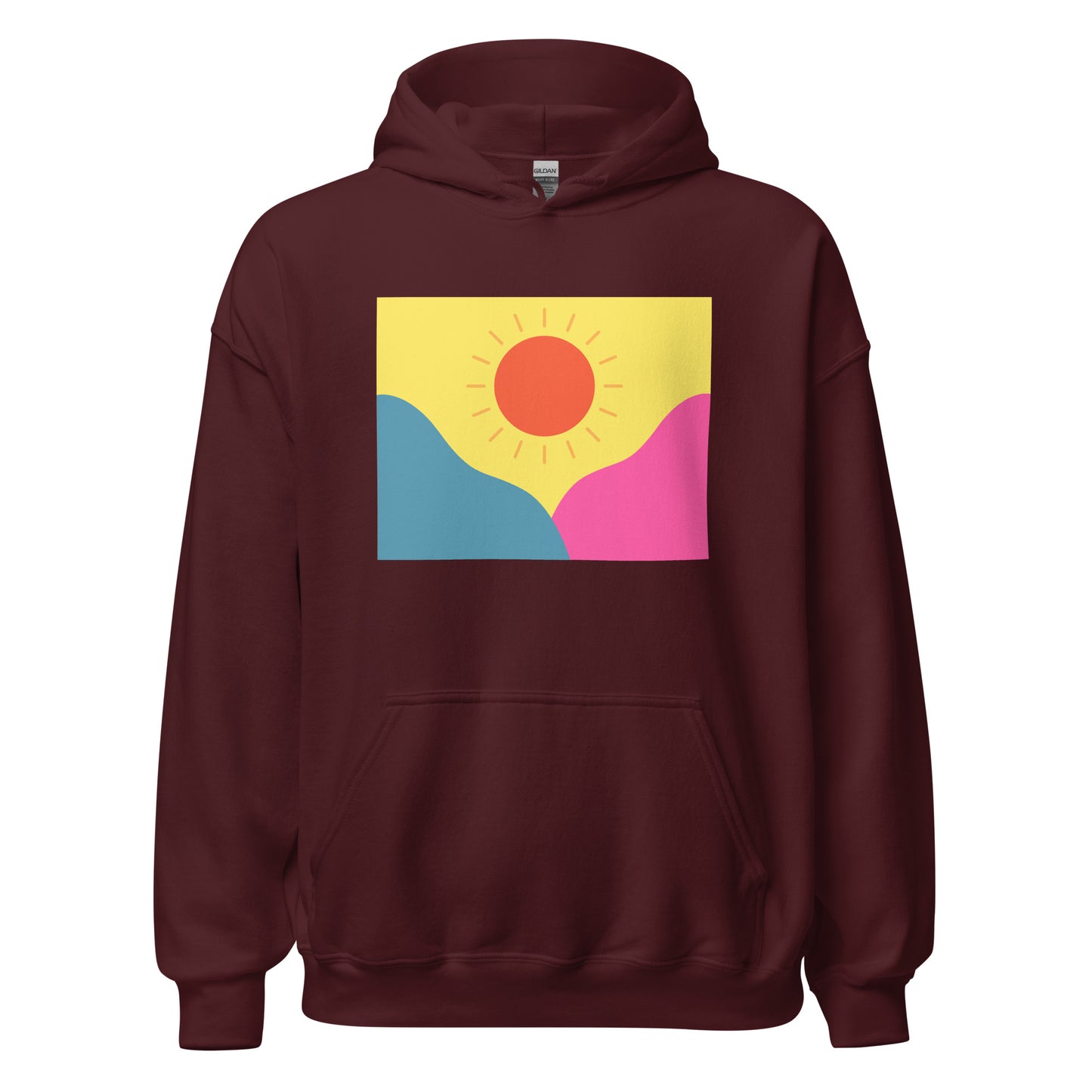 Abstract sun above mountains Unisex Hoodie