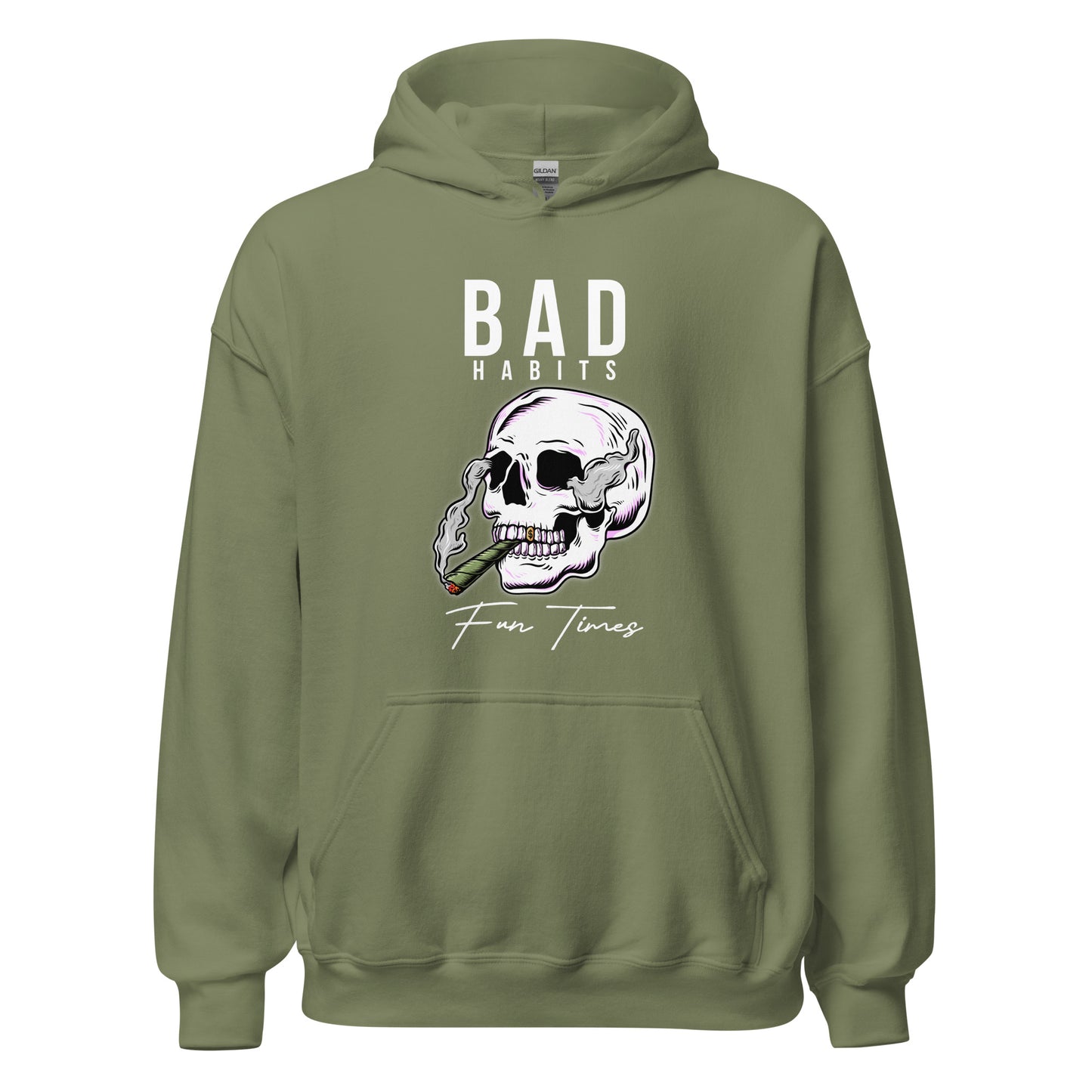 BAD Habits. FUN Times. Smoking Skull Unisex Hoodie