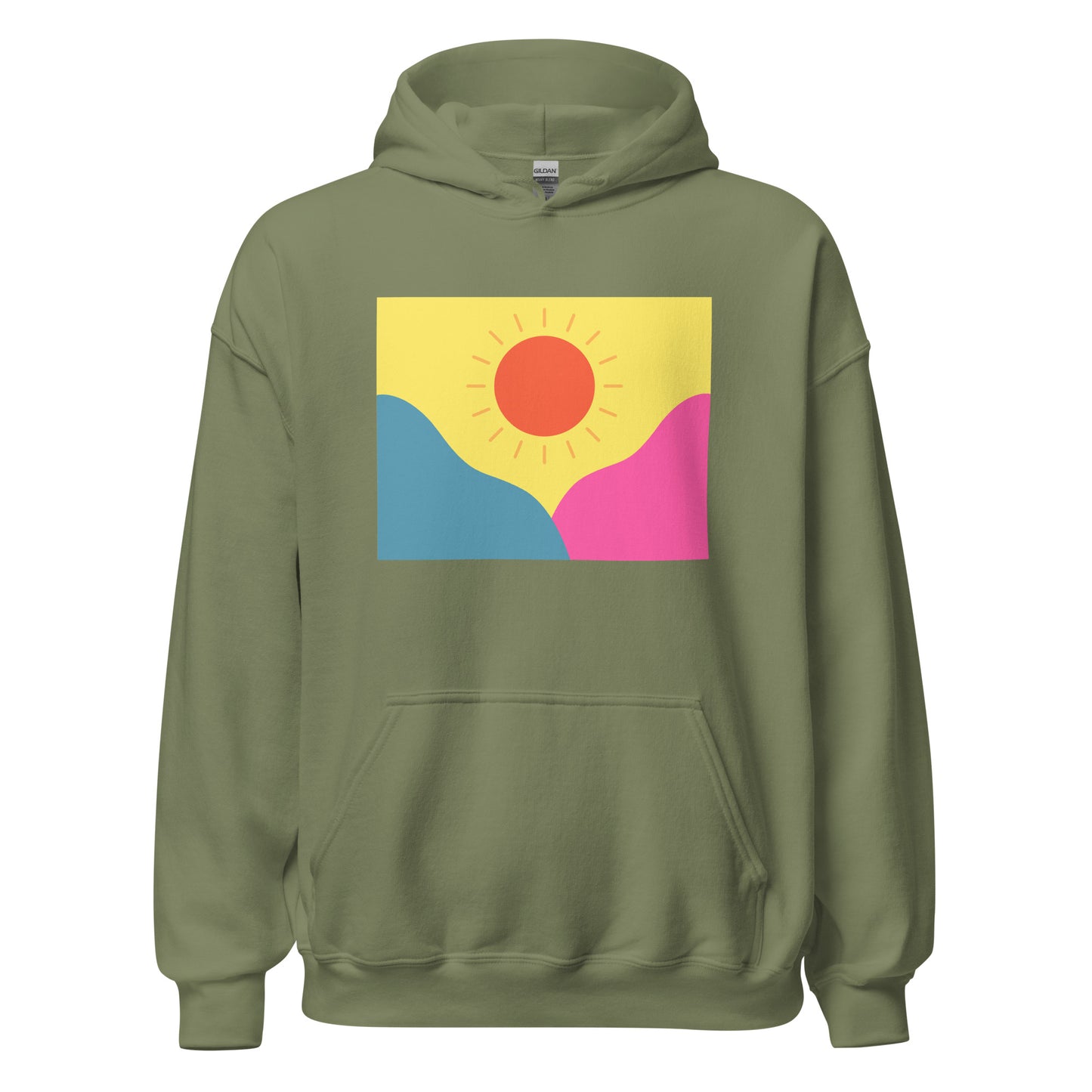 Abstract sun above mountains Unisex Hoodie