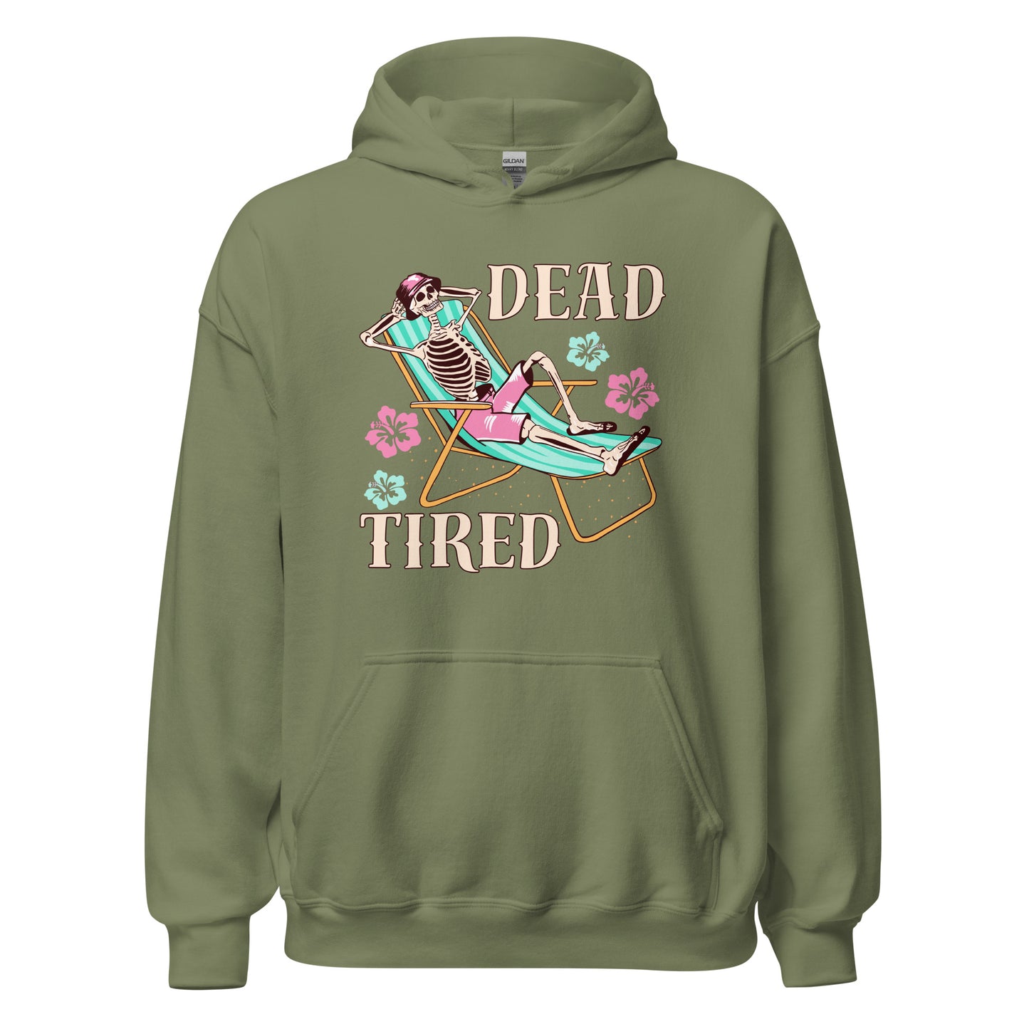 Dead Tired skeleton lounging Unisex Hoodie