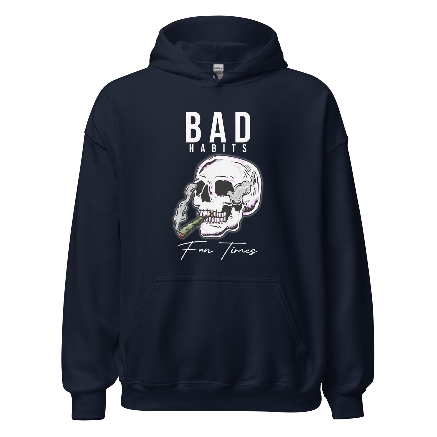 BAD Habits. FUN Times. Smoking Skull Unisex Hoodie