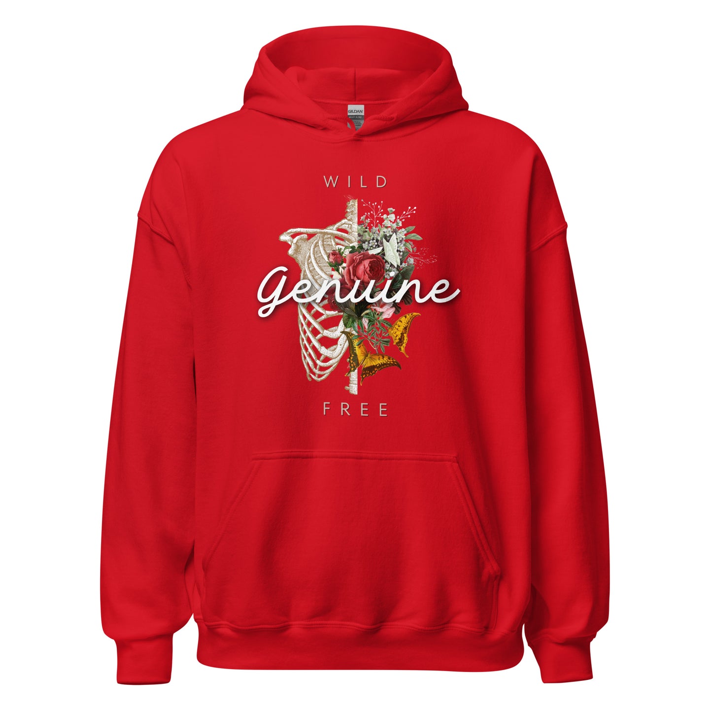 Wild, Free, GENUINE. Floral Skeleton Unisex Hoodie