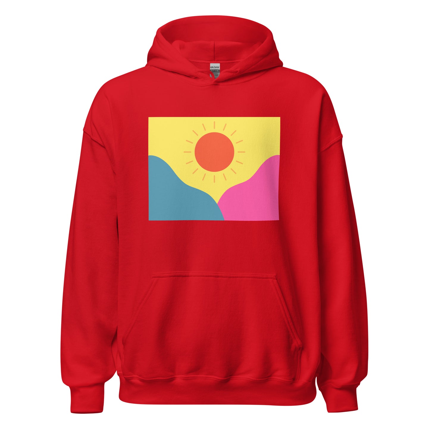 Abstract sun above mountains Unisex Hoodie