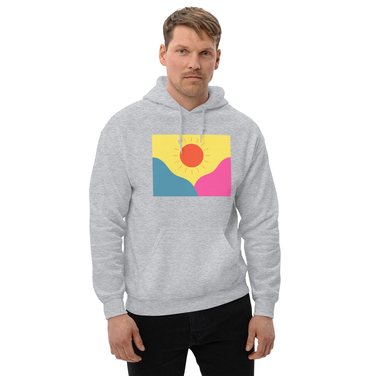 Abstract sun above mountains Unisex Hoodie