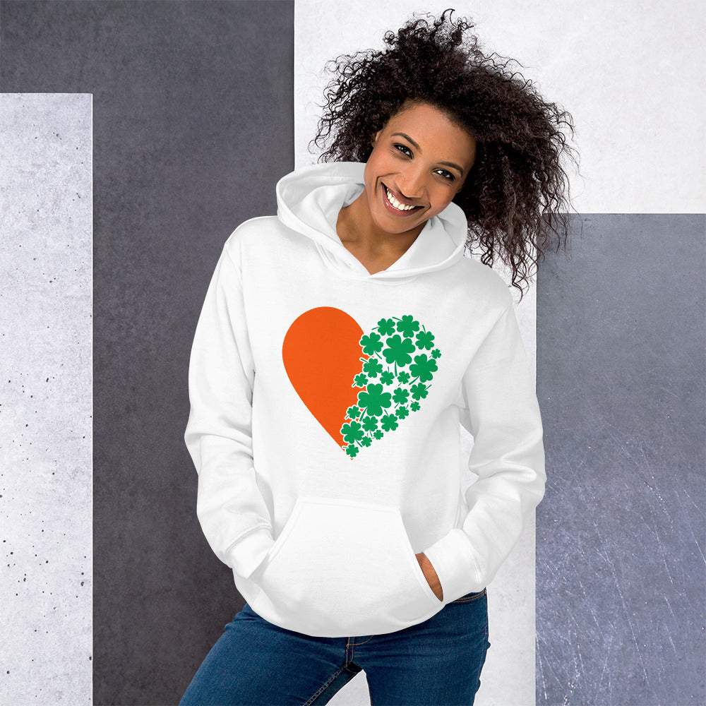 St. Patrick's Day Heart Clovers Unisex Hoodie
