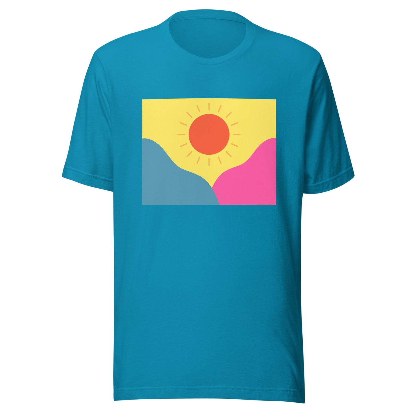Abstract sun above mountains Unisex t-shirt