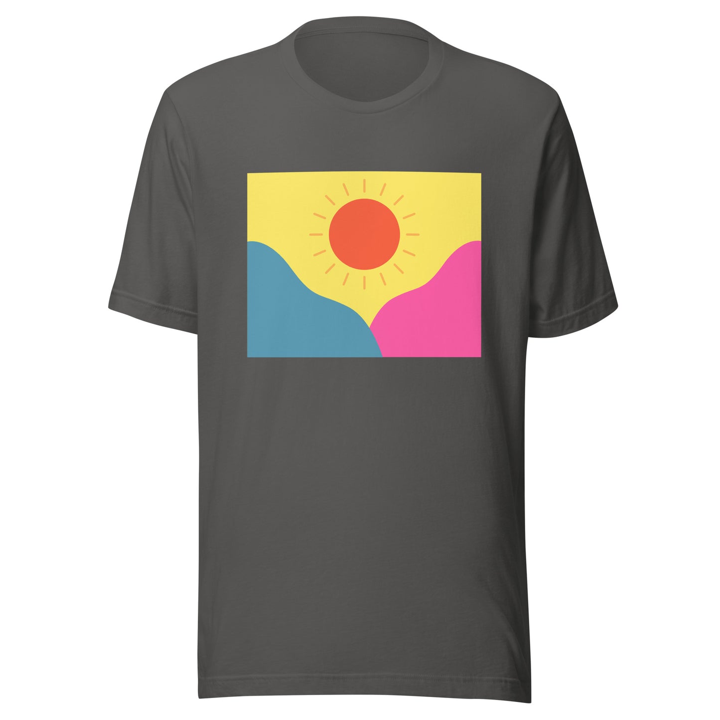 Abstract sun above mountains Unisex t-shirt